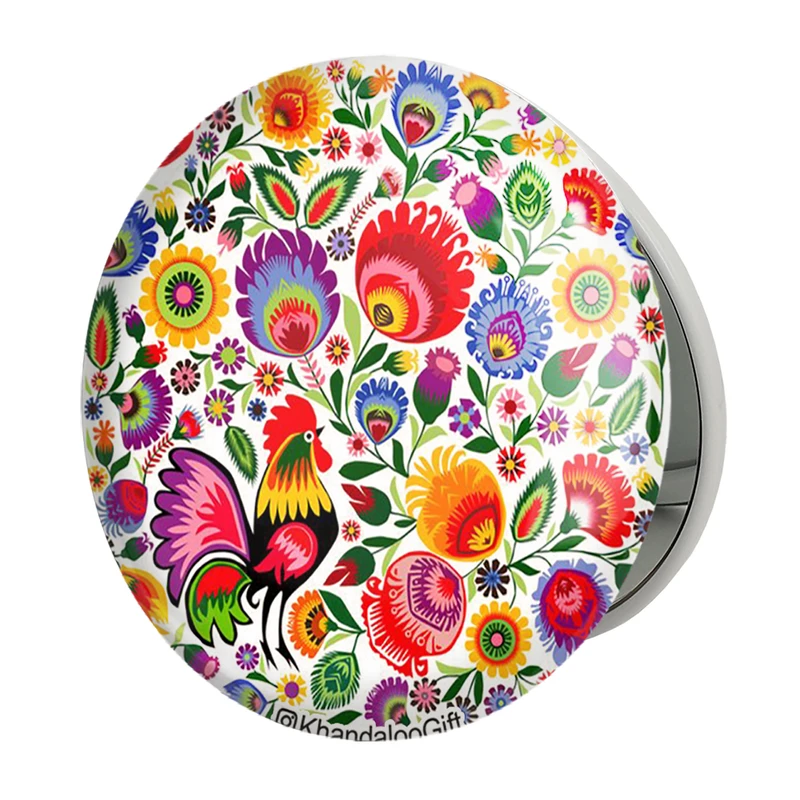 آینه جیبی خندالو طرح گل گلی مدل تاشو کد 2208 