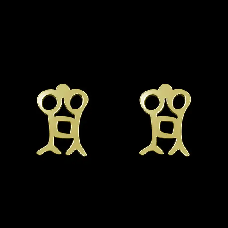 گوشواره طلا 18 عیار زنانه مدوپد مدل هندسی کد GA1-16115