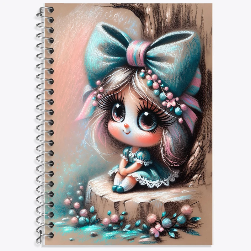 دفتر زبان 50 برگ خندالو مدل سه خط طرح دخترانه کیوت کد F6115