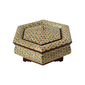 شکلات خوری خاتم کاری مدل 6 ضلعی کد 1810-1f3