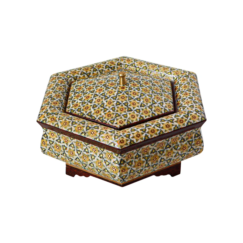 شکلات خوری خاتم کاری مدل 6 ضلعی کد 1810-1f3