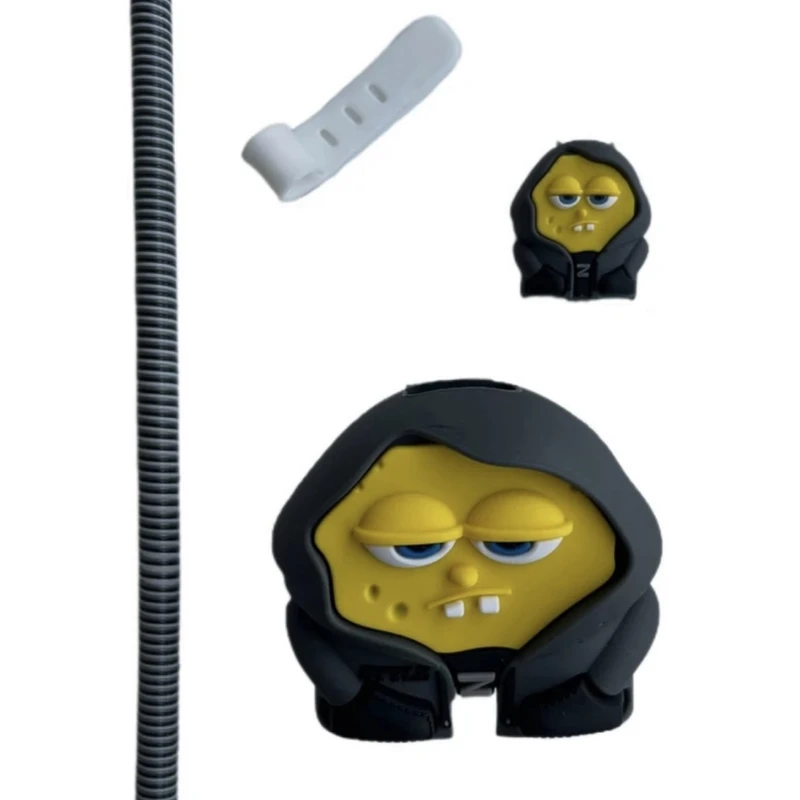 محافظ کابل طرح باب اسفنجی SpongeBob به همراه محافظ شارژر دیواری مجموعه 4 عددی