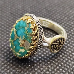 انگشتر نقره مردانه مدل سنگ فیروزه نیشابور کد 133