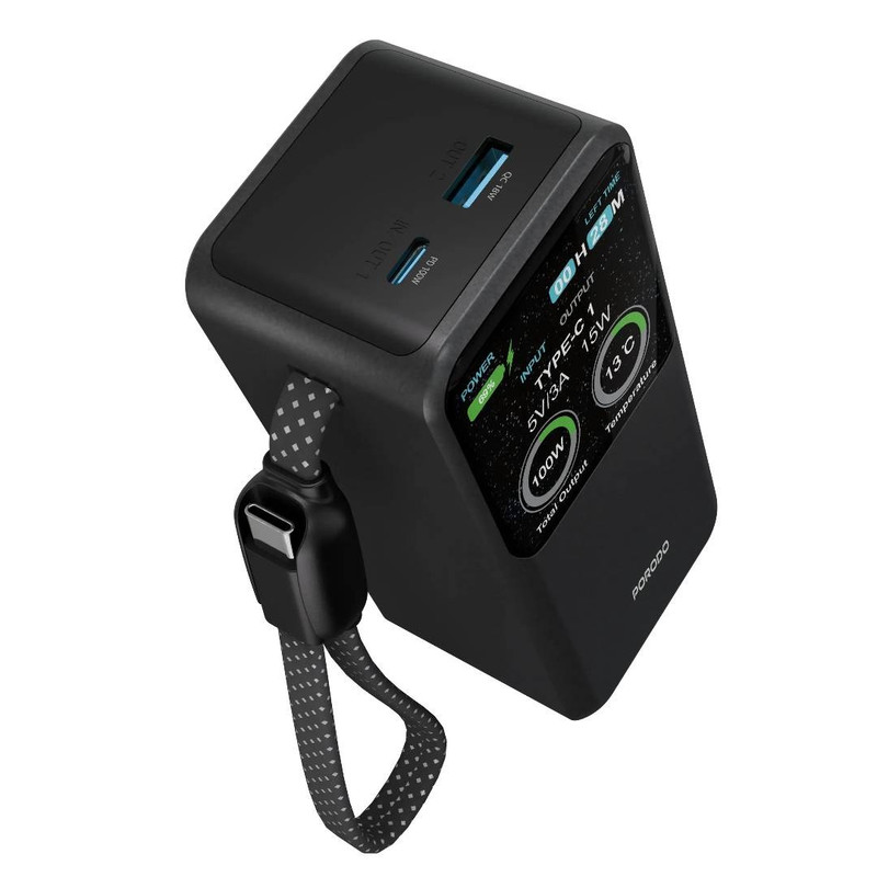 پاوربانک 100 وات پرودو مدل POLO II ظرفیت 20000 میلی‌آمپرساعت به همراه کابل USB-C 