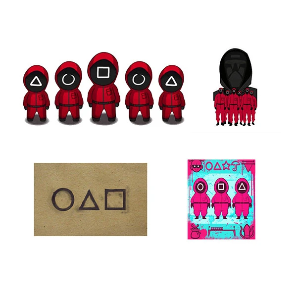 استیکر لپ تاپ طرح سریال بازی مرکب مدل Squid Game مجموعه 4 عددی