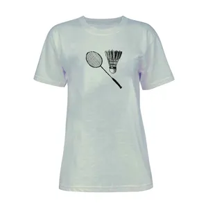 تی شرت آستین کوتاه زنانه مدل بدمینتون کد L214 رنگ طوسی