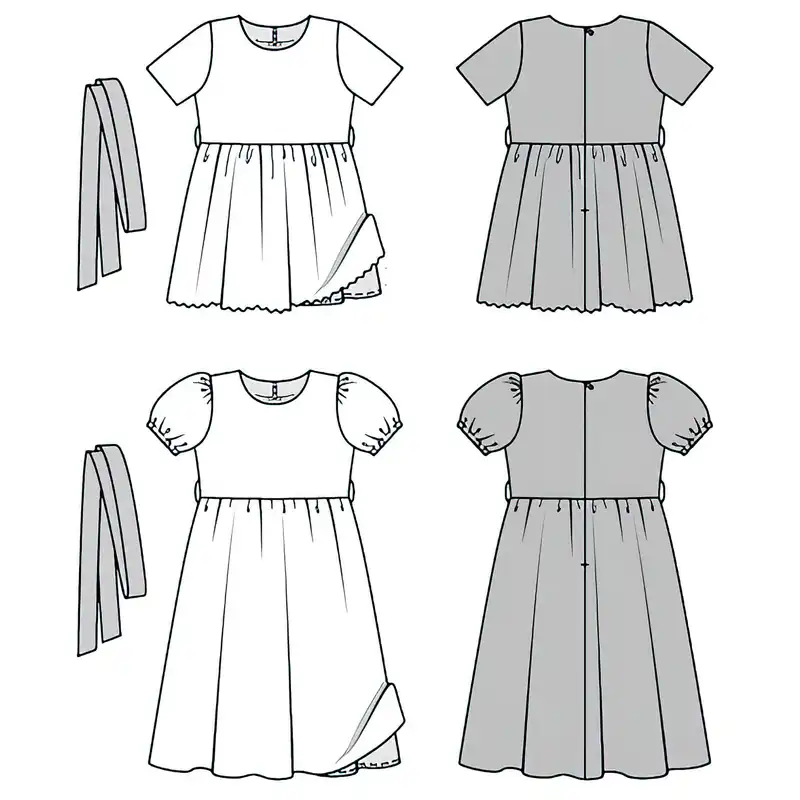 الگو خیاطی لباس مجلسی دخترانه بوردا کیدز کد 9363 سایز 2  تا 7 سال متد مولر