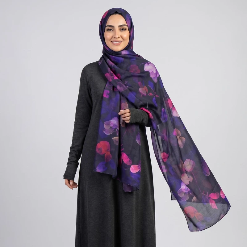 شال زنانه مدل نخی تابستونی خنک خاص شبرنگی  کد ana-2270