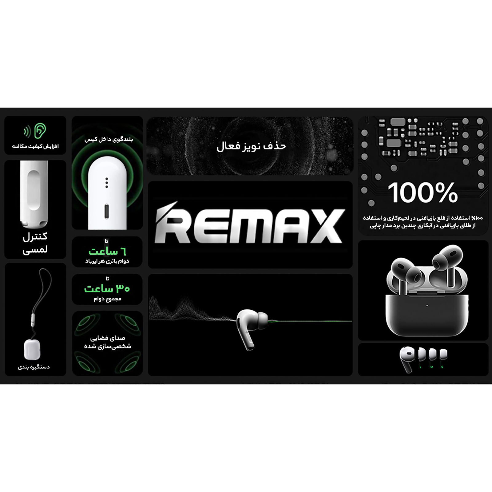 هدفون بلوتوثی ریمکس مدل  AirPods Pro 2nd Type-C -  - 26