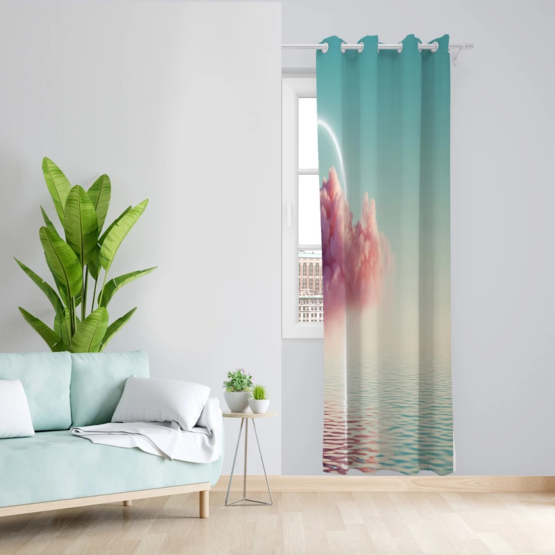 پرده طرح دریا مدل مخمل پانچی کد 2337 z سایز 140x200 سانتی متر