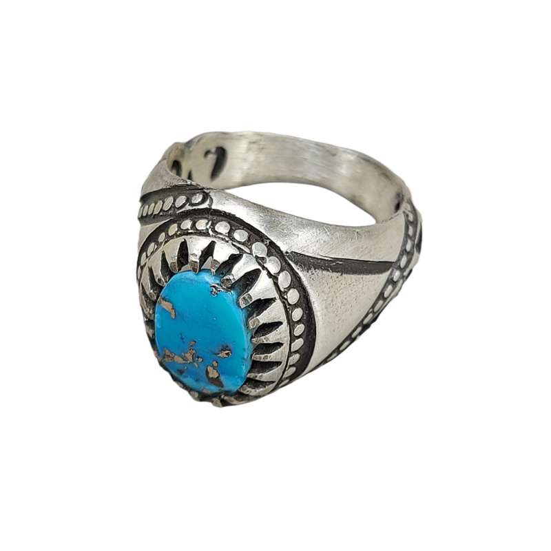 انگشتر نقره مردانه مدل فیروزه کرمانی 