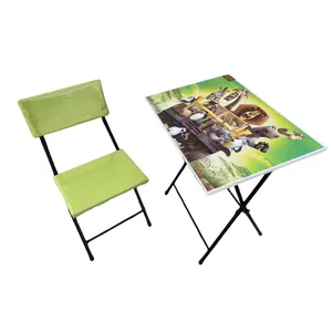 ست میز تحریر و صندلی سپهر یاس مدل تاشو و تنظیم شو طرح ماداگاسکار