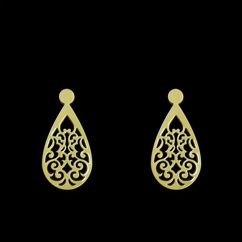 گوشواره طلا 18 عیار زنانه مدوپد مدل اسلیمی کد GA1-15306