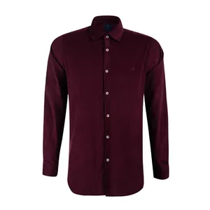 پیراهن آستین بلند مردانه آر اِن اِس مدل کبریتی کد 303060 رنگ بادمجانی