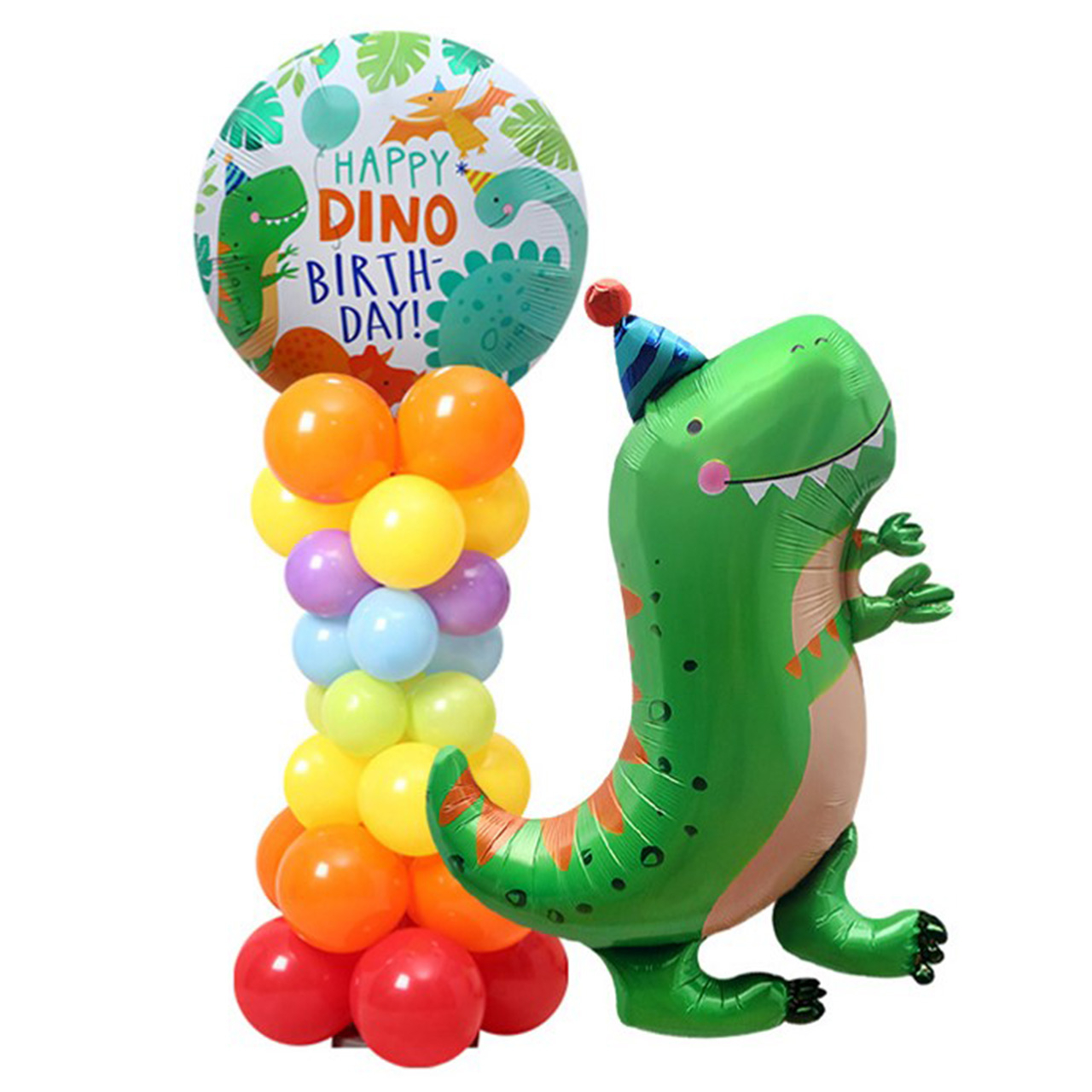 بادکنک فویلی لاکی بالونز طرح دایناسور کلاه دار و Happy Birthday طرح DINO کد 1004 مجموعه 3 عددی
