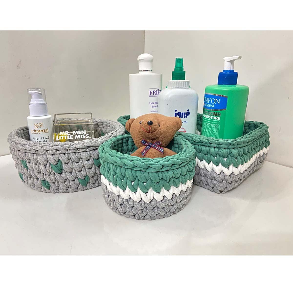 ست سبد وسایل کودک مدل سیسمونی کد Kids Storage Basket-01 مجموعه 3 عددی