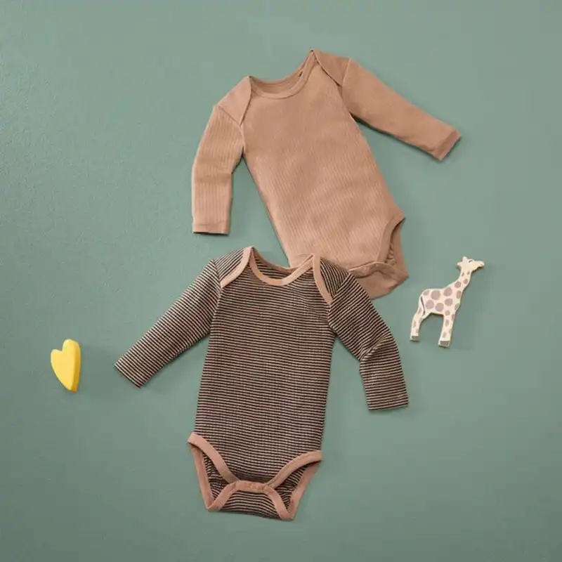 بادی آستین بلند نوزادی لوپیلو مدل کبریتی کد 428450 بسته 2 عددی