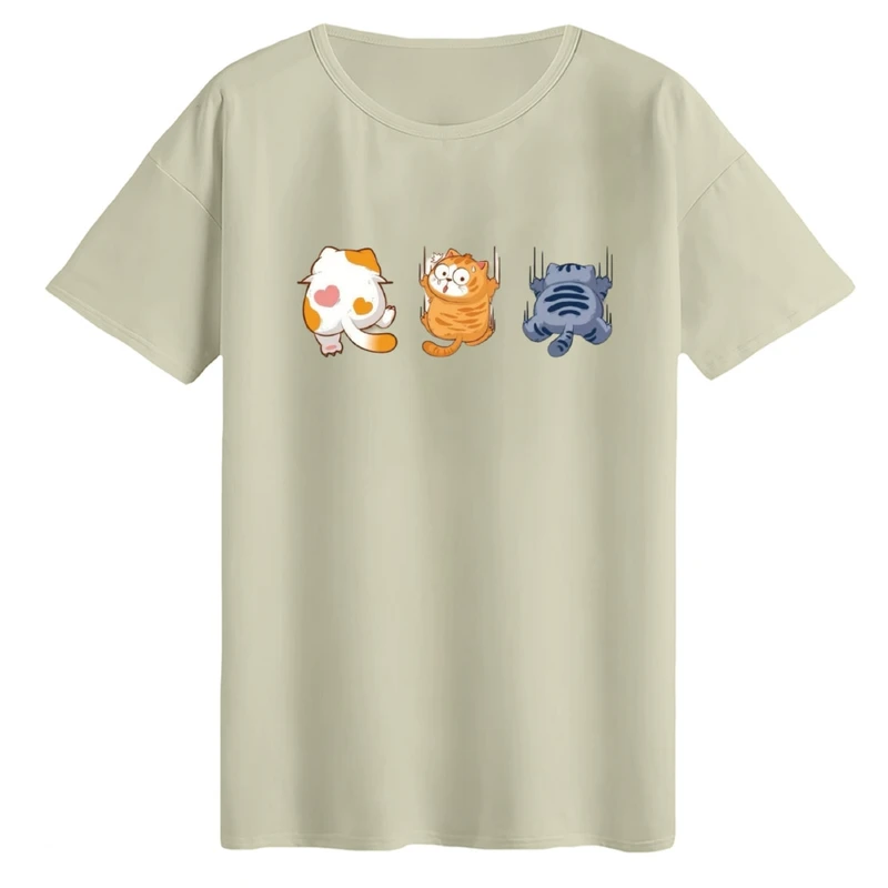 تی‌شرت لانگ آستین کوتاه زنانه مدل گربه های آویز