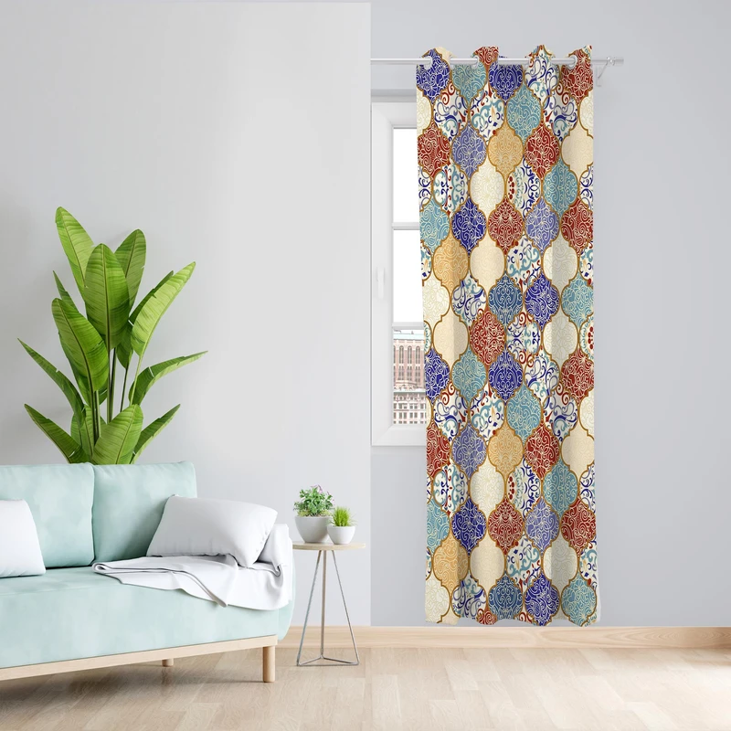 پرده طرح سنتی مدل مخمل پانچی کد 1389 z سایز 140x200 سانتی متر