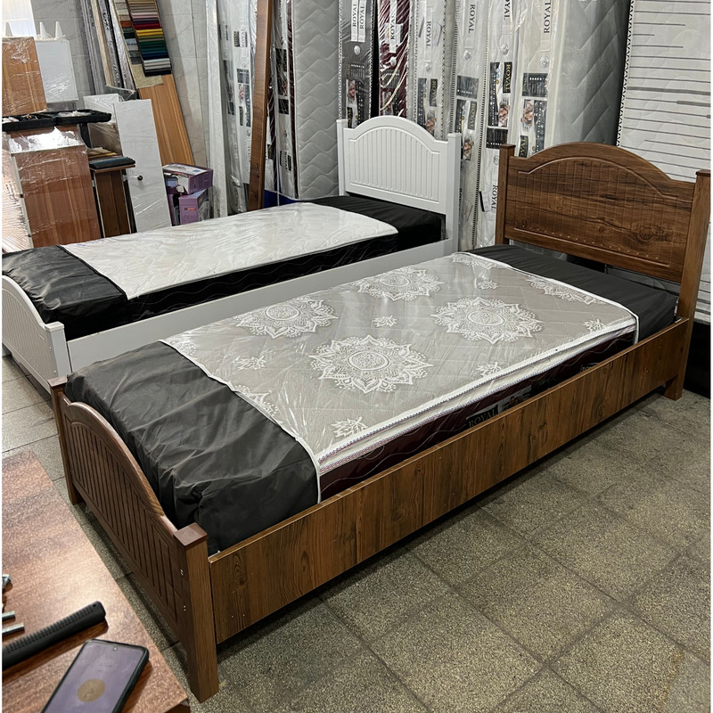 تخت خواب چوبی یک و نیم نفره مدل وکیومی 1120 سایز 120×200 سانتی متر