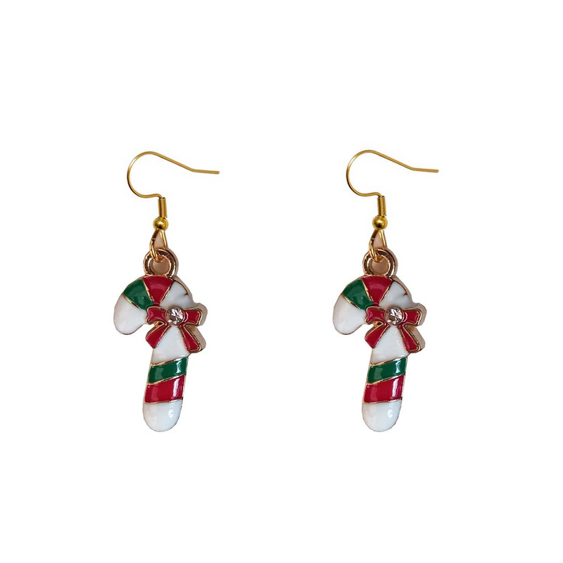 گوشواره زنانه مدل عصای کریسمس کد 502-SANTA