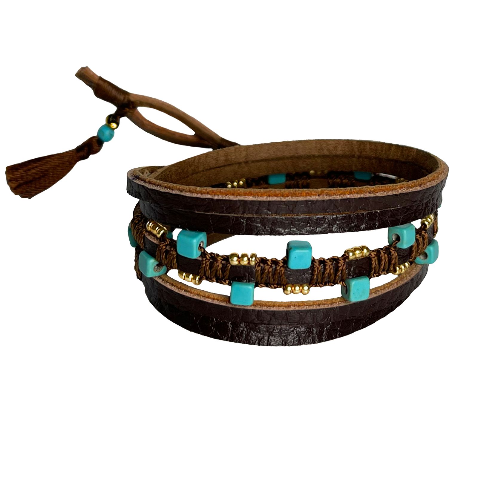 دستبند زنانه دل تافته مدل چرم طبیعی Del_WB07 - - 4