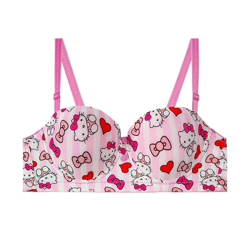 سوتین اسفنجی زنانه مدل نیم جک فنردار طرح کیتی کاپ B کد 00012