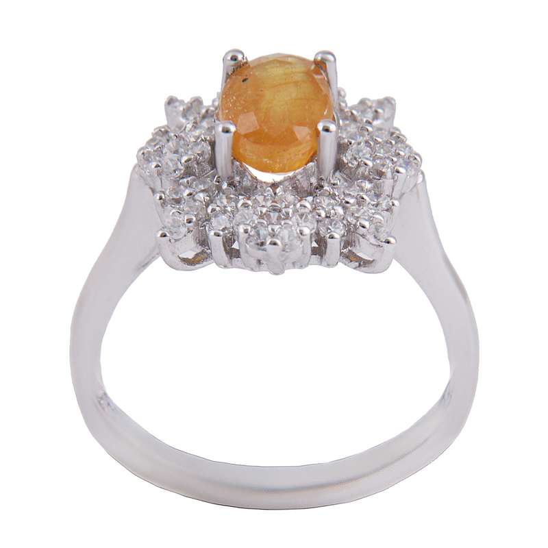 انگشتر نقره زنانه بازرگانی میلادی مدل سنگ یاقوت نگین برلیان بدن ریزش کد AWR_1401