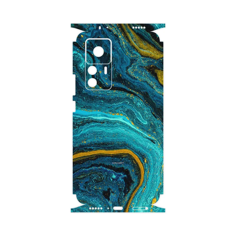 برچسب پوششی ماهوت مدل Turquoise marblewith golden streaks-FullSkin مناسب برای گوشی موبایل شیائومی 12T Pro