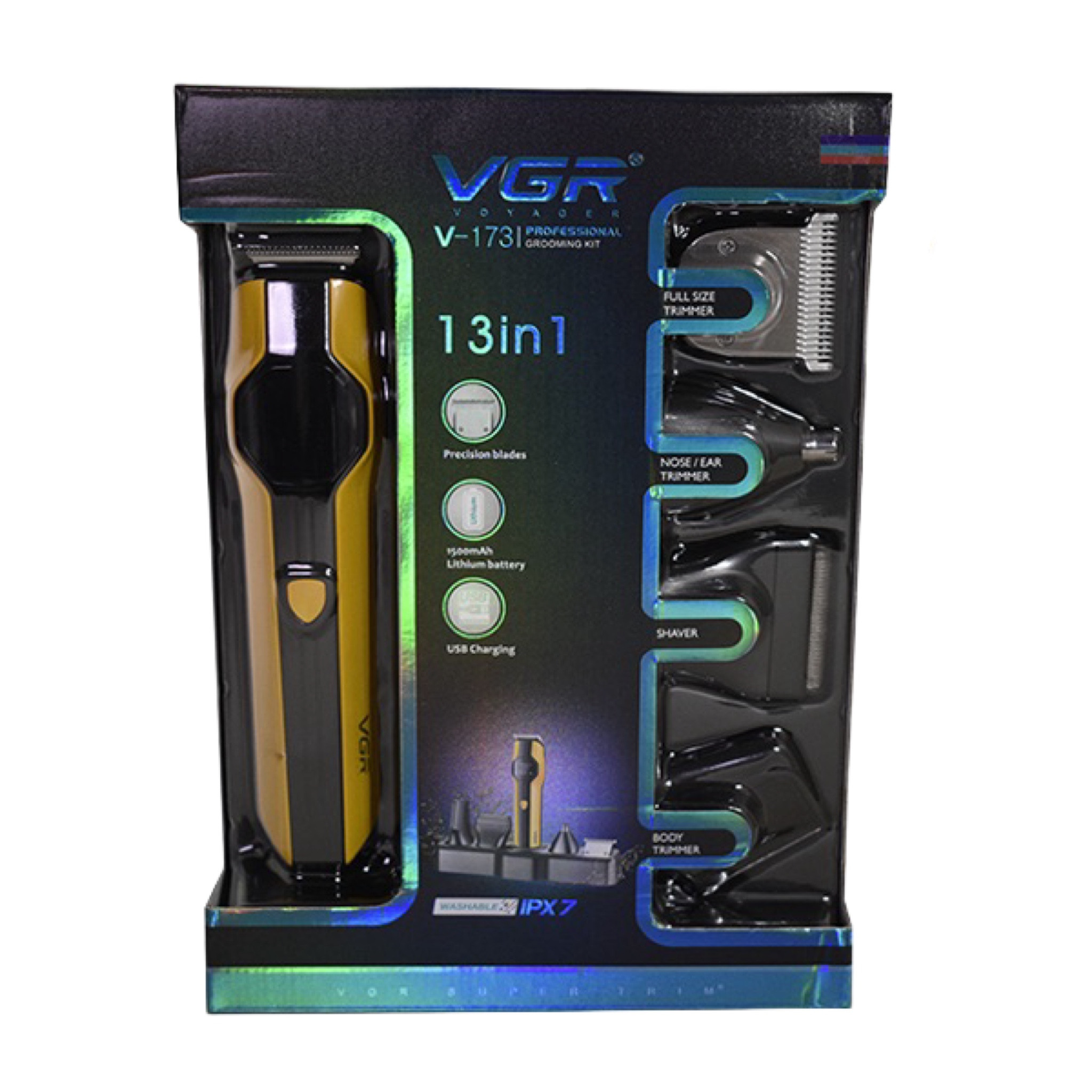 ست ماشین اصلاح موی صورت و بدن شارژی وی جی ار مدل V-173