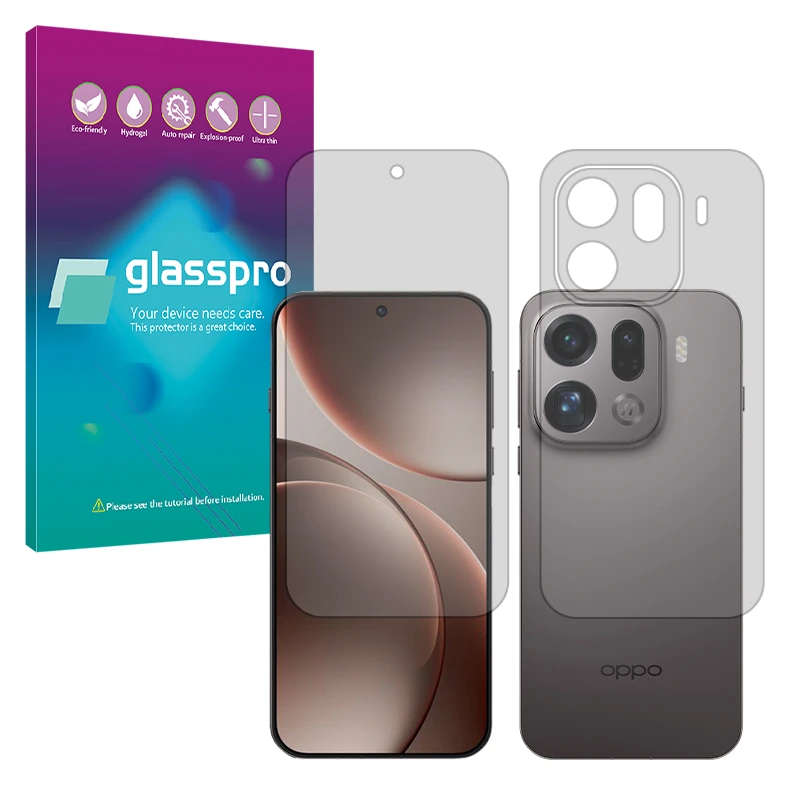 محافظ صفحه نمایش مات گلس پرو مدل بدون حاشیه مناسب برای گوشی موبایل اوپو Find X9 Pro به همراه محافظ پشت گوشی