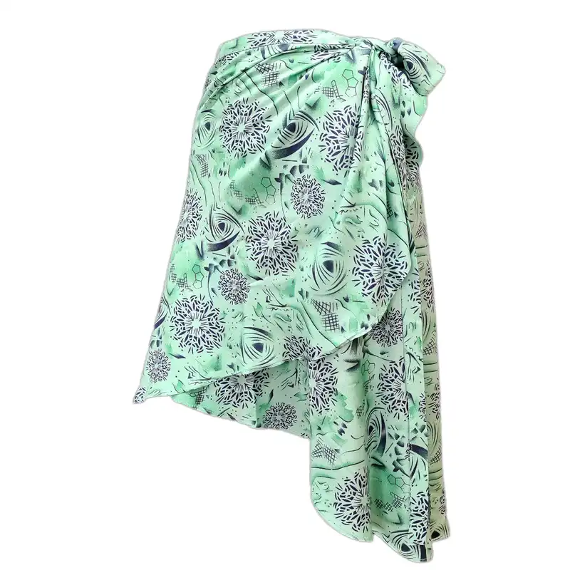 دامن نیم کلوش زنانه مدل لنگی گره ای کوتاه کد mid50 رنگ سبز آبی