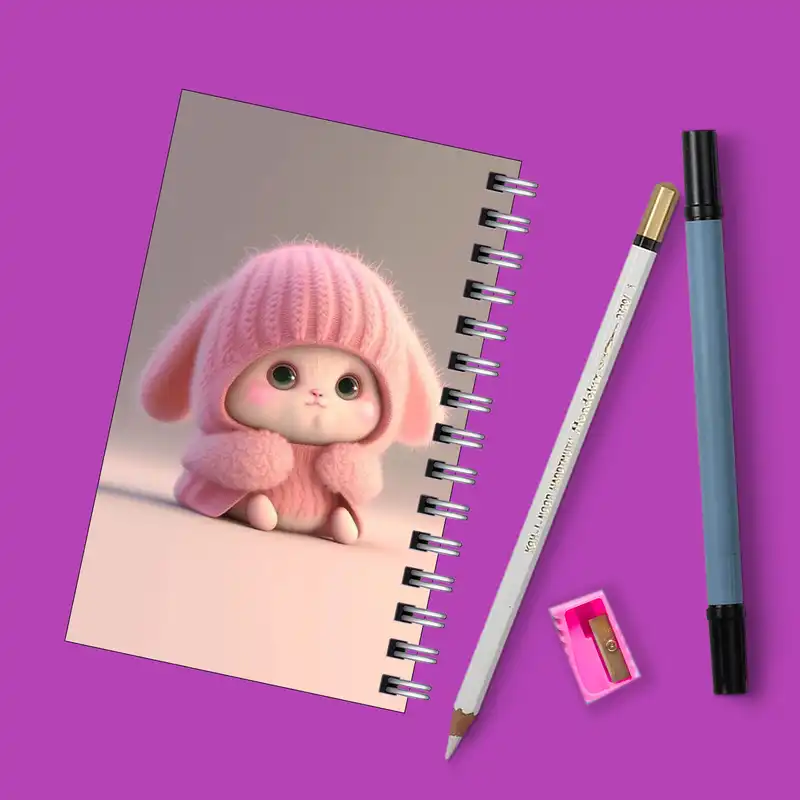 دفترچه یادداشت مدل to do list طرح خرگوش کیوت با لباس زمستونی کد 3769627