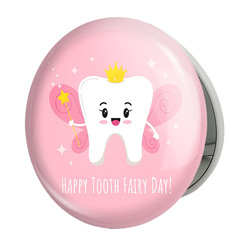 آینه جیبی خندالو طرح جشن دندونی دخترونه مدل تاشو کد 10927 