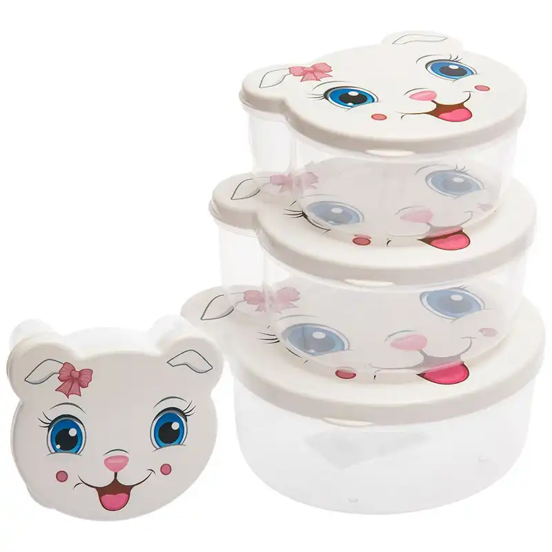 ظرف نگهدارنده کودک هوبی لایف مدل گربه کد 0980 بسته چهار عددی