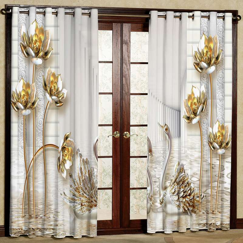 پرده مدل گلدار طلاکوب مخمل پانچی کد 1299 سایز 200x140 سانتی متر