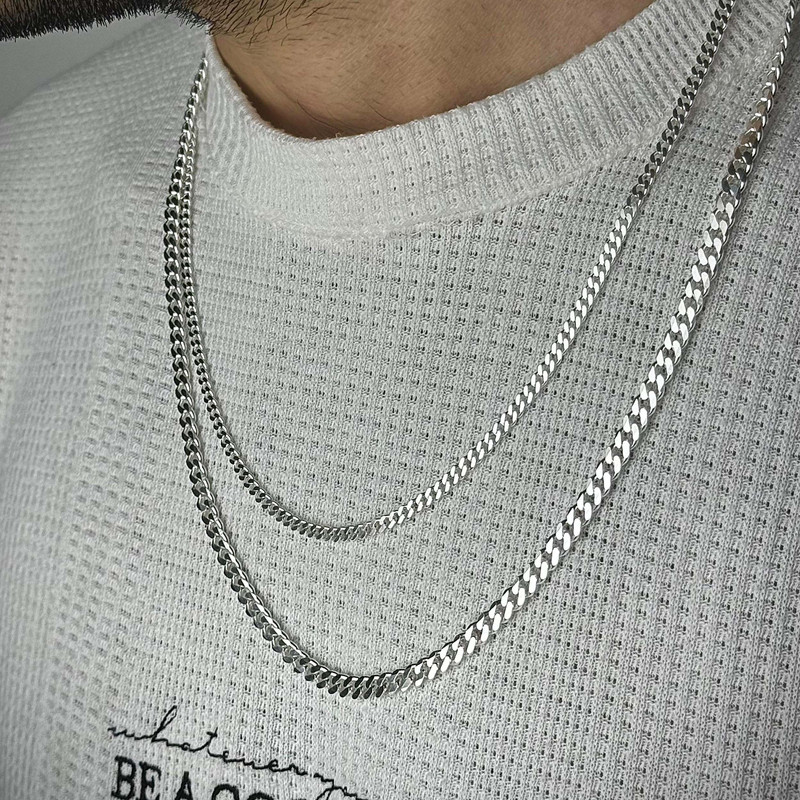 زنجیر نقره مردانه مدل ترک کد ZR_111