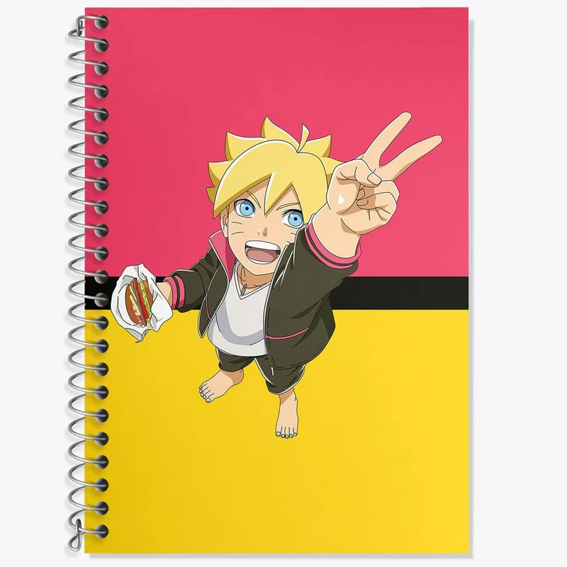 دفتر زبان 50 برگ خندالو مدل دو خط طرح بوروتو اوزوماکی انیمه بوروتو Boruto کد 15758
