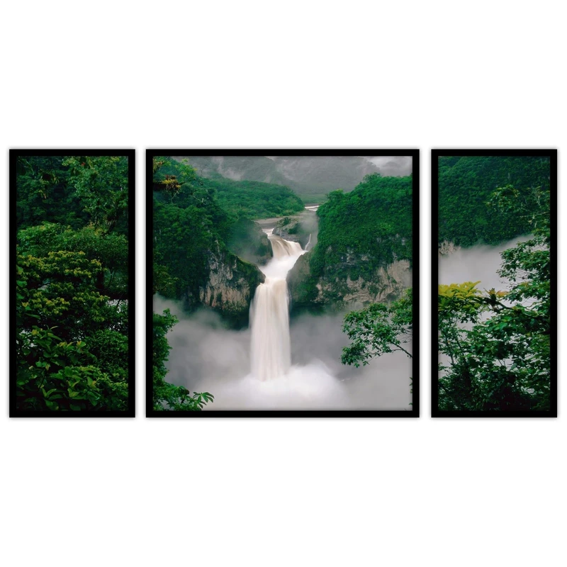 تابلو بکلیت طرح آبشار و منظره طبیعت مدل B-bu3452 مجموعه 3 عددی