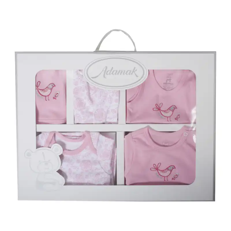 ست 18 تکه لباس نوزادی آدمک مدل پرنیان رنگ صورتی