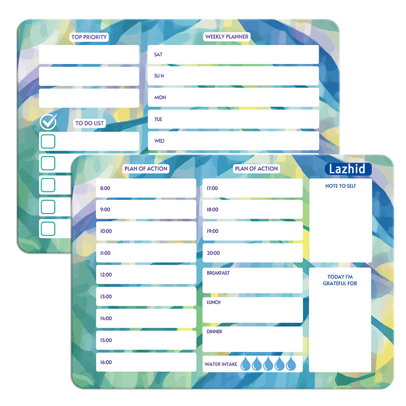 تخته وایت برد لاژید مدل برنامه ریزی سایز 14x18 سانتی متر مجموعه 2 عددی