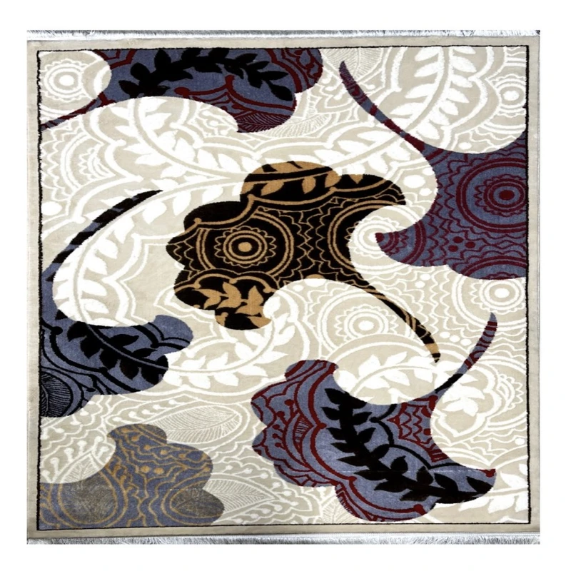 فرش ماشینی 480 شانه زمینه کرم حاشیه کرم مدل 6053