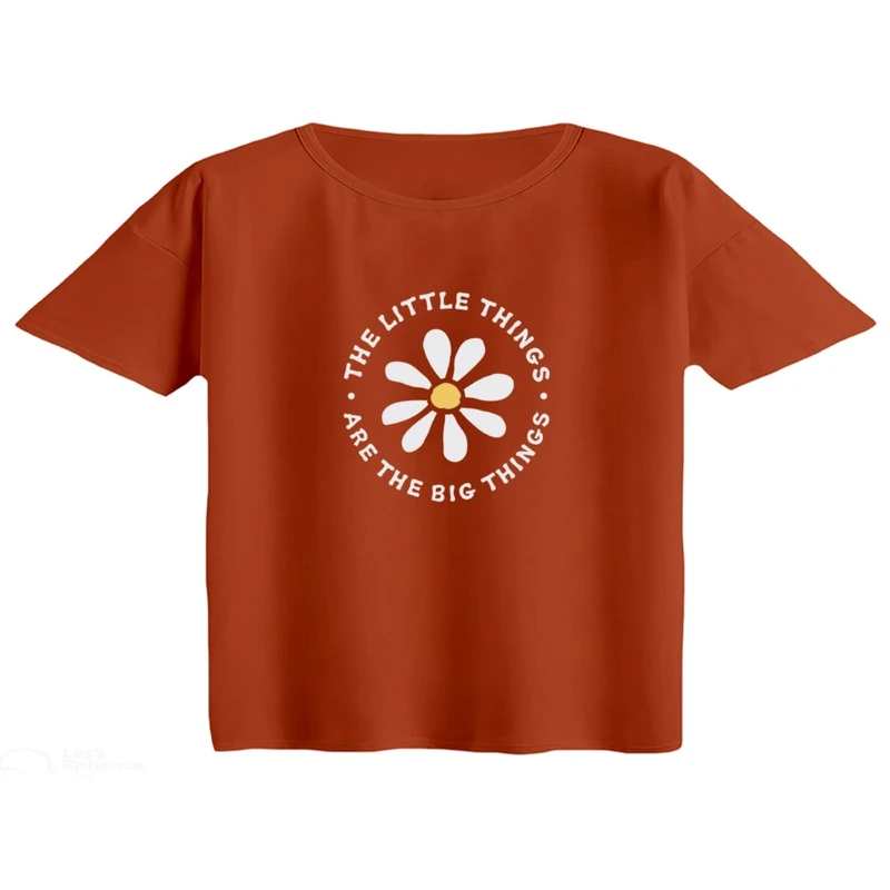 کراپ تی‌شرت آستین کوتاه زنانه مدل گل کد 01