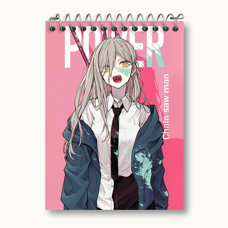 دفتر یادداشت 50 برگ خندالو مدل پاور انیمه مرد اره ای Chainsaw Man کد 23183