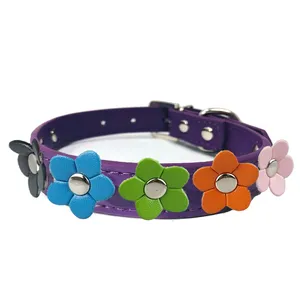  قلاده گردنی سگ و گربه مدل چرمی Flower-PU