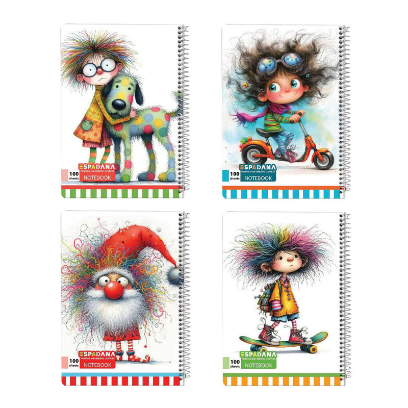 دفتر مشق 100 برگ اسپادانا مدل وروجک کد 1083689 مجموعه 4 عددی