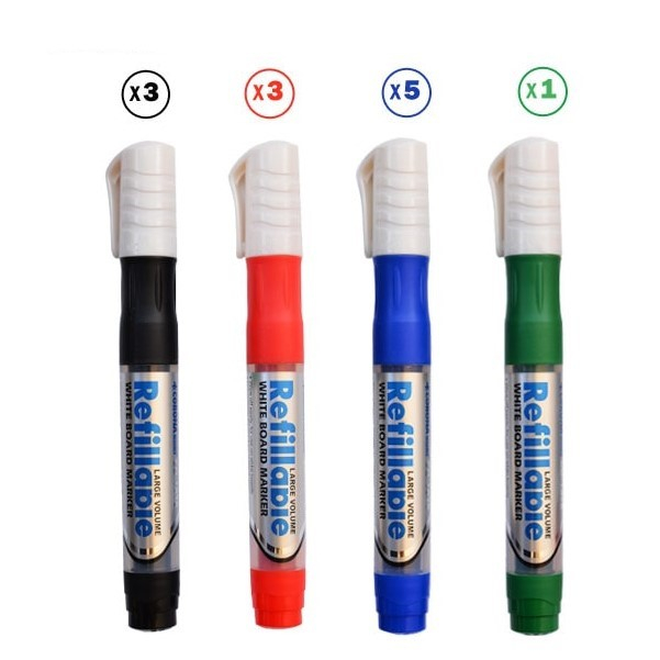 ماژیک وایت برد کرونا مدل Refillable کد CO-1090 بسته 12 عددی