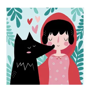 تابلو کودک و نوزاد طرح شنل قرمزی و گرگ کد wkt41