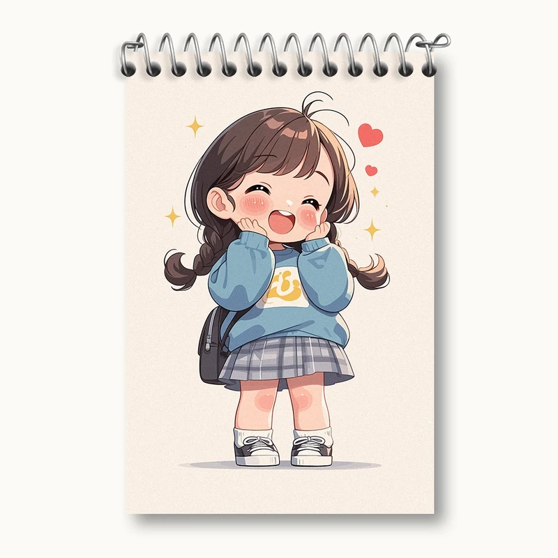 دفتر یادداشت 50 برگ خندالو مدل دخترانه کیوت کد F2307