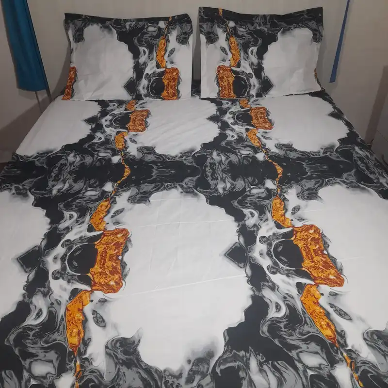 سرویس ملحفه مدل کشدوز niki03.25 طرح ماربل کد 90 یک نفره دو تکه